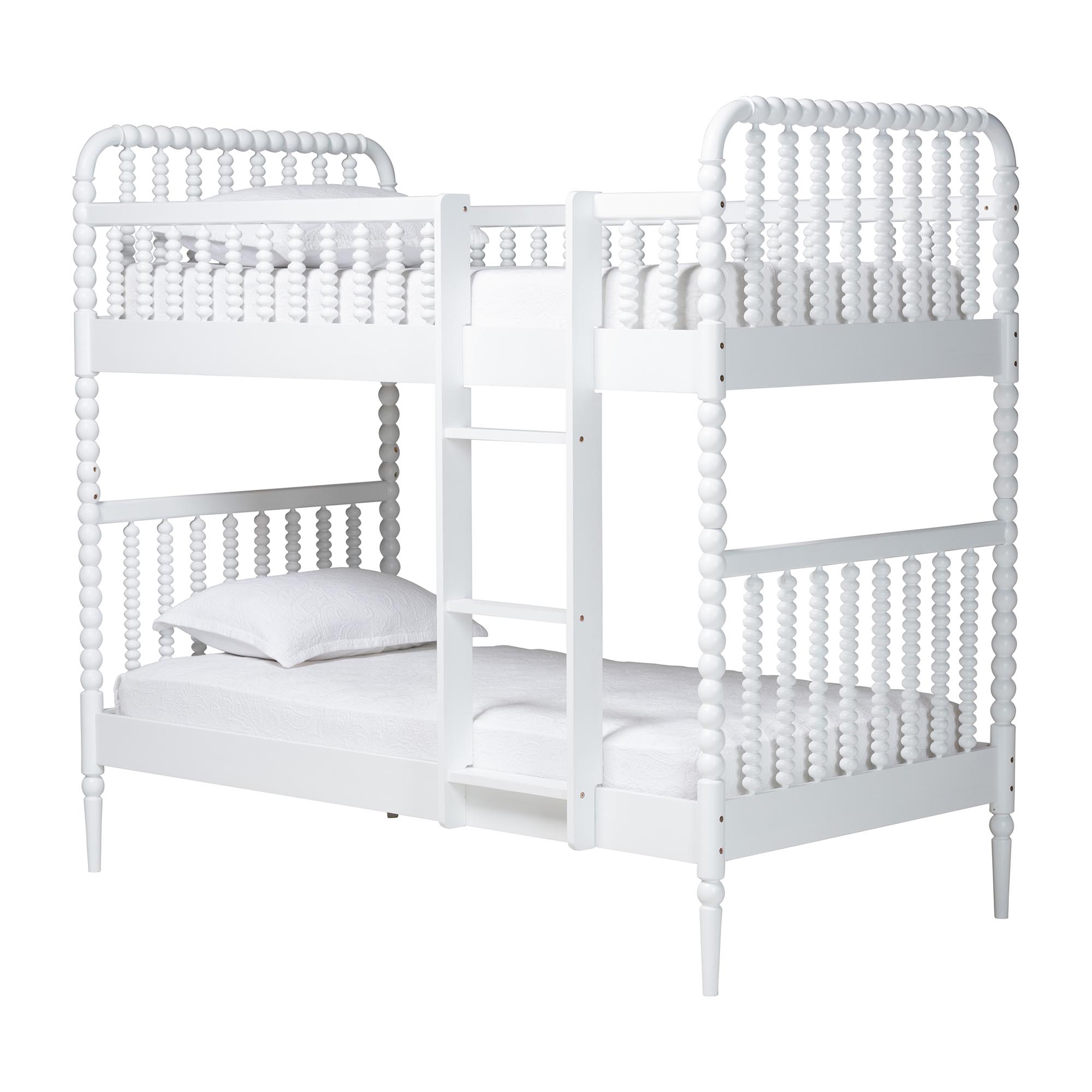 Baxton Studio Lucera Bobbin Bunk Bed with Ladder, White